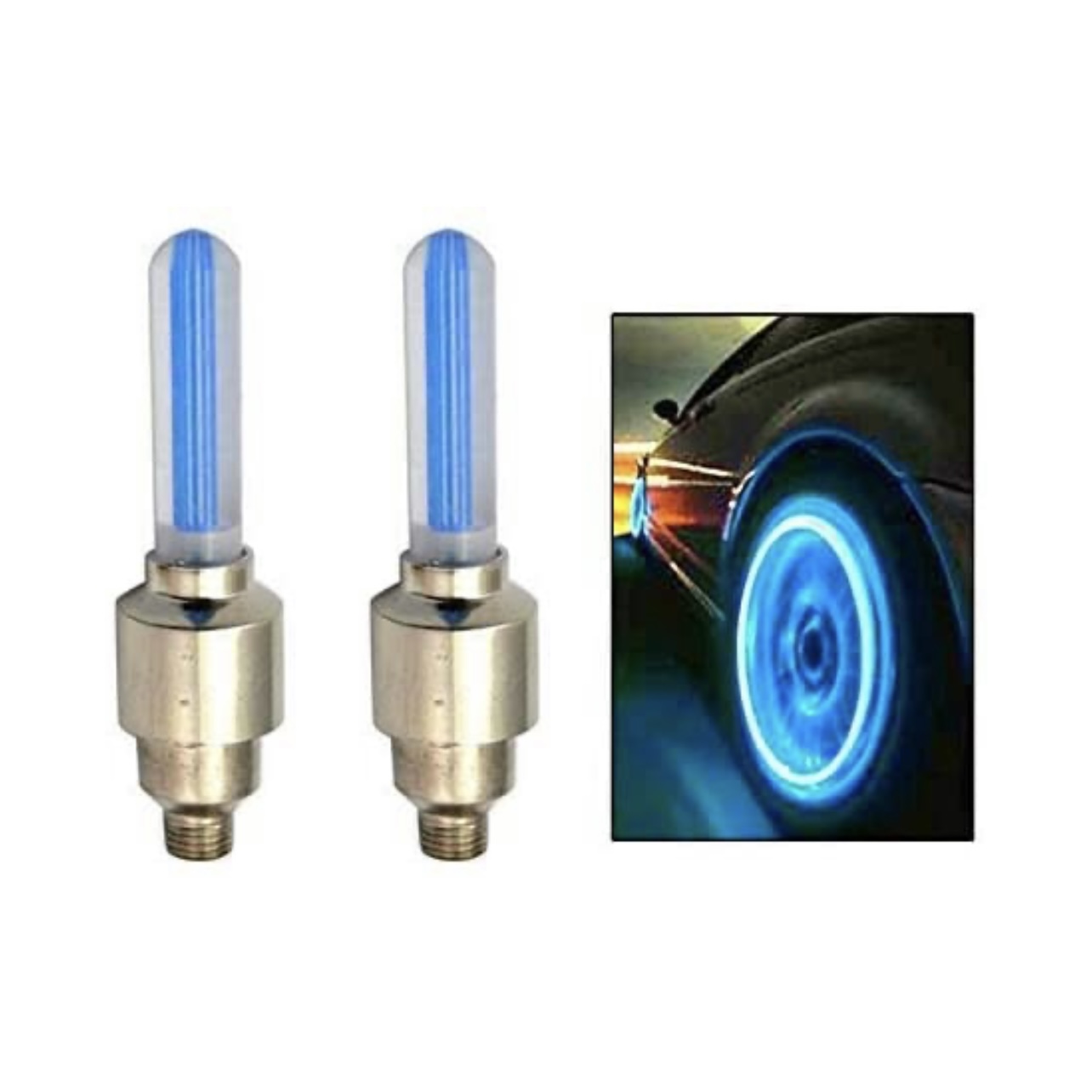 Blue Tire Led Light Valve Cap Flashing With Motion Sensor Blue Set Of 2 Pcs for