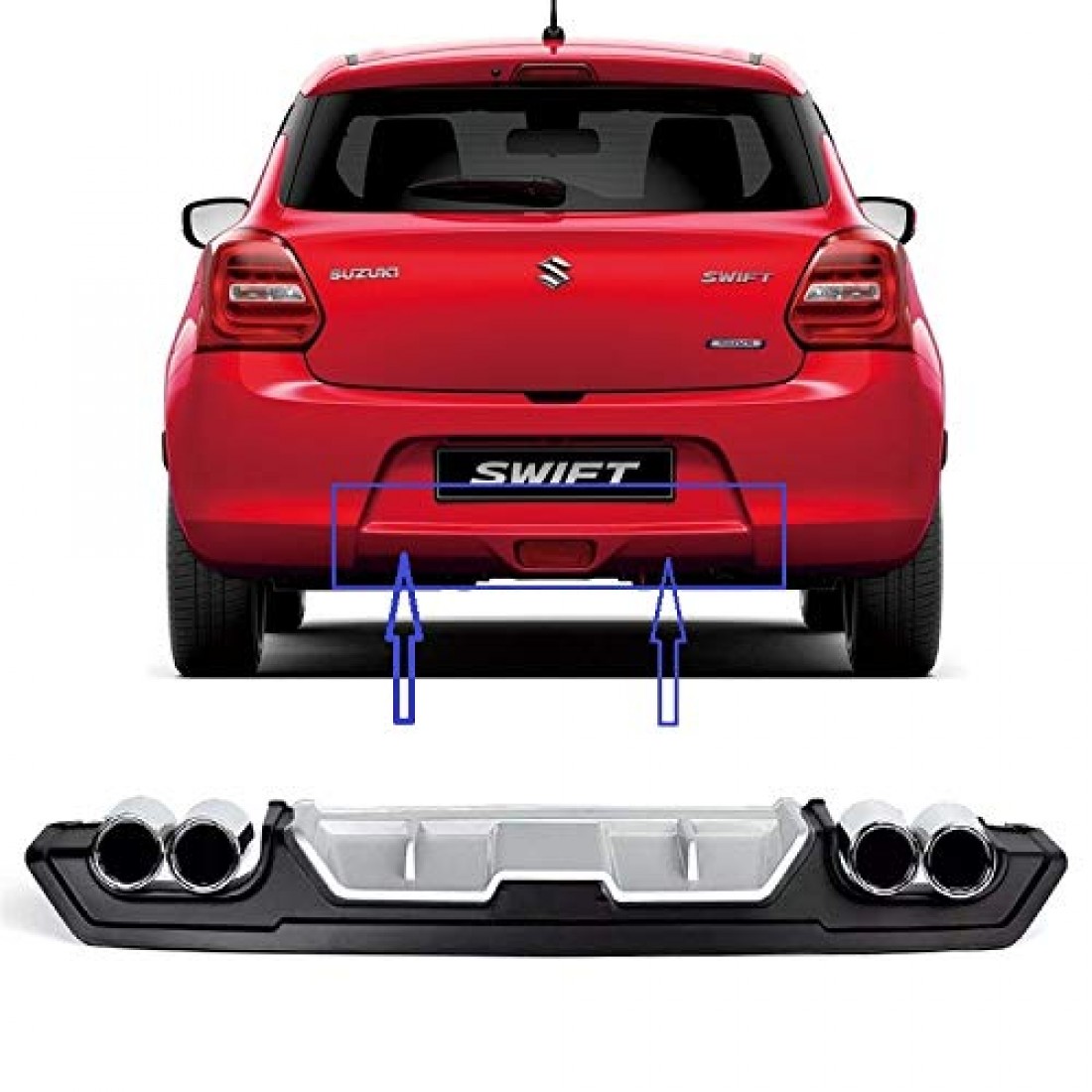Maruti Suzuki Swift (2018-2020) Car Rear Bumper Diffuser