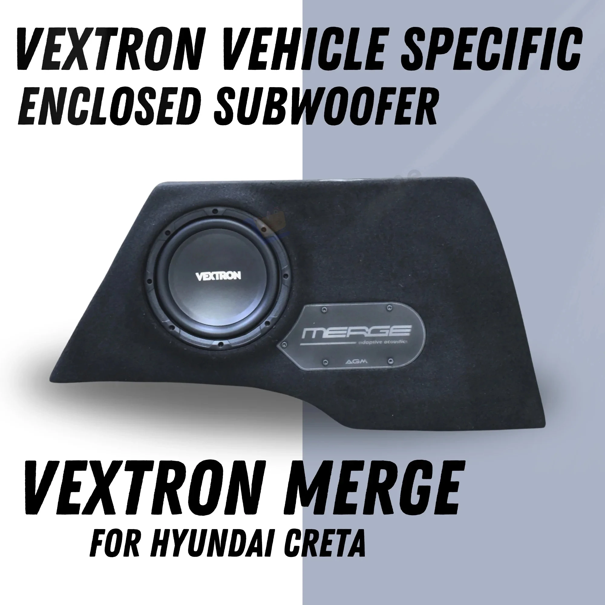 VEXTRON Merge Vehicle‑Specific Enclosed Subwoofer for Hyundai Creta | 8‑inch Active, Dual Voice Coil, Compact OEM‑Fit